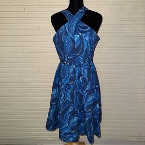 Michael Michael Kors Blue Starry Night Fit& Flare Cotton Dress, Women’s Size 6